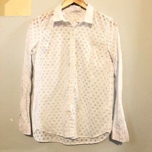 Gap, white sheer polka dot button down top, womens size medium